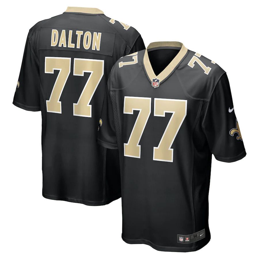 Men New Orleans Saints #77 Jalen Dalton Nike Black Game NFL Jersey->new orleans saints->NFL Jersey